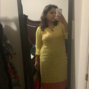Pakistani Yellow Karhai Wali Kameez